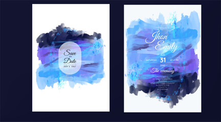 wedding invitation cards, watercolor textures and fake gold splashes for a luxurious touch	
