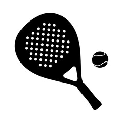 Padle Tennis set icon. Padle racket and ball logo icon vector on white background.