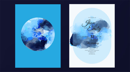 wedding invitation cards, watercolor textures and fake gold splashes for a luxurious touch	

