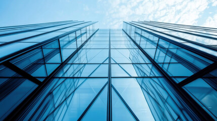 Obraz premium Modern building with glass facade reflecting sky