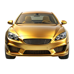 Gold Car Front View &ndash; Luxury Vehicle Head-On Display on Pure White Background

