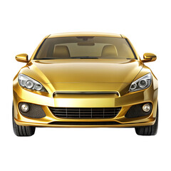 Naklejka premium Gold Car Front View – Luxury Vehicle Head-On Display on Pure White Background