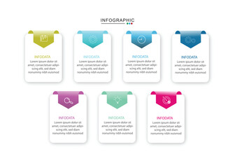 Infographic elements design template, business concept with 7 steps or options, can be used for workflow layout, diagram, annual report, web design. Creative banner, label vector.