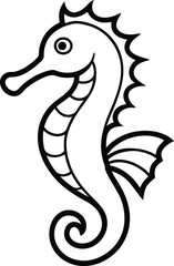 seahorse outline vector icon on transparent background illustration design for underwater, wildlife, graphic, clip art, animal