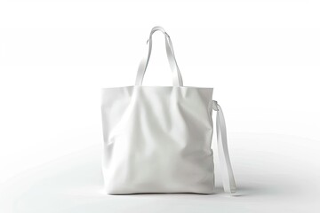 Flawless Image of White Tote Bag with Two Handles Isolated on a White Background