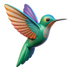 Obraz premium Beautiful 3D hummingbird with vibrant feathers in mid-flight, perfect for nature themes and tropical graphics.