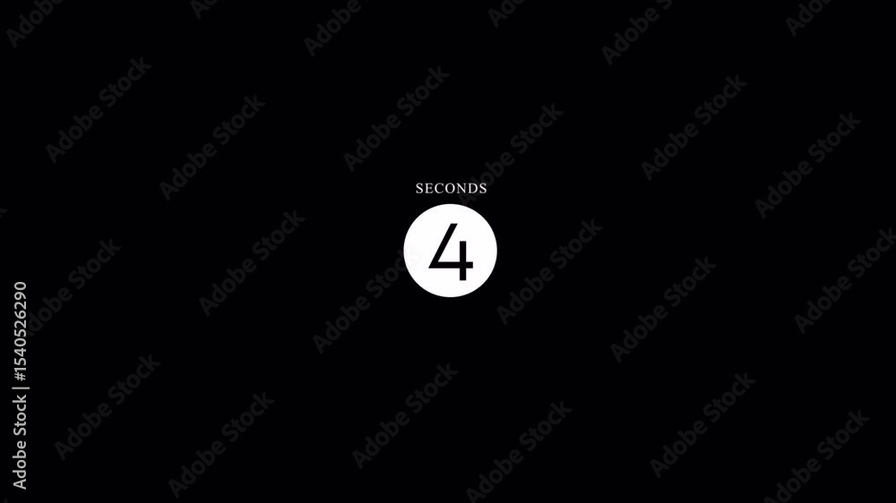 Poster countdown timer four seconds remaining on black background with white circle