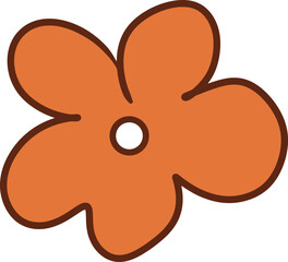 Modern abstract bloom with soft red petals and bold outlines.