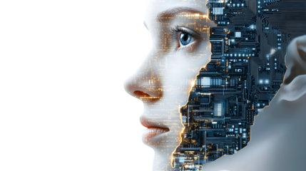 Human Face Blending with Digital Circuitry and Lights