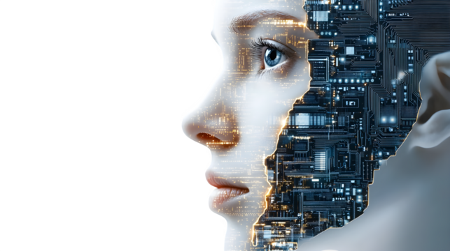 Human Face Blending with Digital Circuitry and Lights