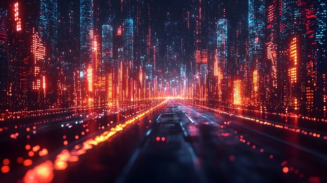 A futuristic cityscape of a smart technology driven urban center - Powered by Adobe