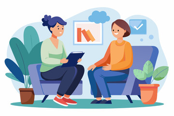 Therapist and patient sitting across each other during a therapy session