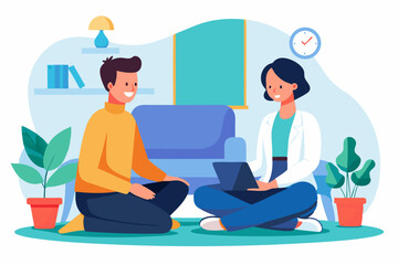 Therapist and patient sitting across each other during a therapy session