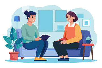 Therapist and patient sitting across each other during a therapy session