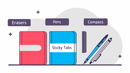 Colorful study essentials bring a sense of academic organization and delight to every student s day on a light grey and