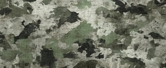 The textured camouflage pattern with shades of green and black.