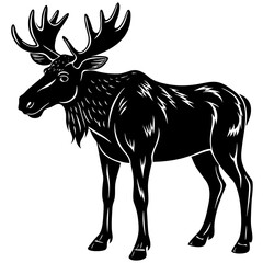 deer, animal, vector, mammal, isolated, illustration, nature, silhouette, reindeer, white, wild, antler, wildlife, christmas, stag, antelope, horn, elk, black, goat, head, cartoon, moose, hunting, ant