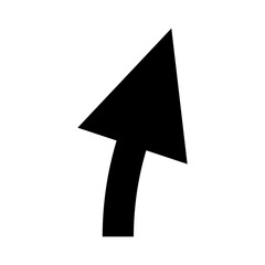 Black arrow cursor pointer icon pointing diagonally up and left on white background for web interface and navigation design