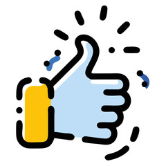 Doodle Style Thumbs Up Hand Dissolving into Glowing Particles - Hand-Drawn Approval Vector Illustration