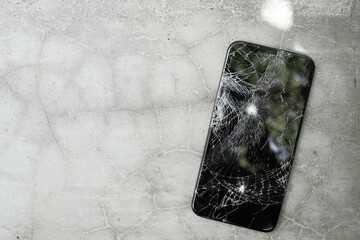 Broken mobile phone screen, cracked screen, cut lines, damaged smartphone monitor, broken mobile...