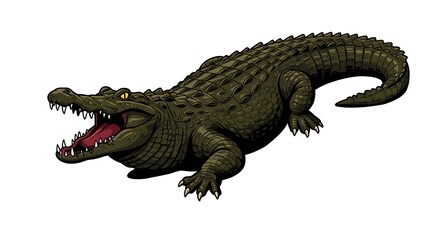 Obraz premium vector art line of angry alligator or crocodile face with fire effect and siluet effect suitable for mockup and logo product of team isolated white background