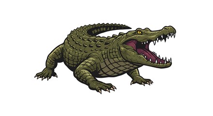 Fototapeta premium vector art line of angry alligator or crocodile face with fire effect and siluet effect suitable for mockup and logo product of team isolated white background