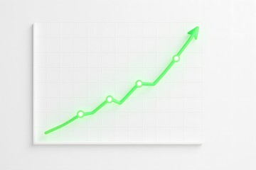 Obraz premium Rising Trend Graph with Green Line on a White Background