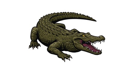 vector art line of angry alligator or crocodile face with fire effect and siluet effect suitable for mockup and logo product of team isolated white background