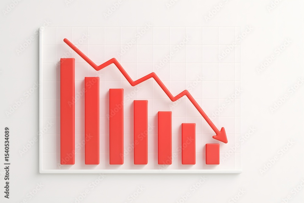 Poster Declining Trend Line on Graph Representing Decrease in Values