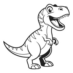 Fototapeta premium Adorable Cartoon T-Rex Dinosaur Illustration Monochrome Outline, Transparent Background