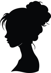  woman with messy bun hair silhouette vector
