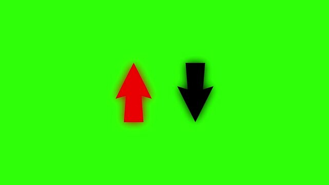 Up and Down arrow icon animation on green background. direction arrow icon motion. Sweep up down 4k video footage.