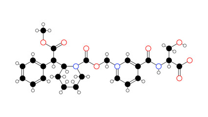 serdexmethylphenidate molecule, structural chemical formula, ball-and-stick model, isolated image central nervous system stimulant