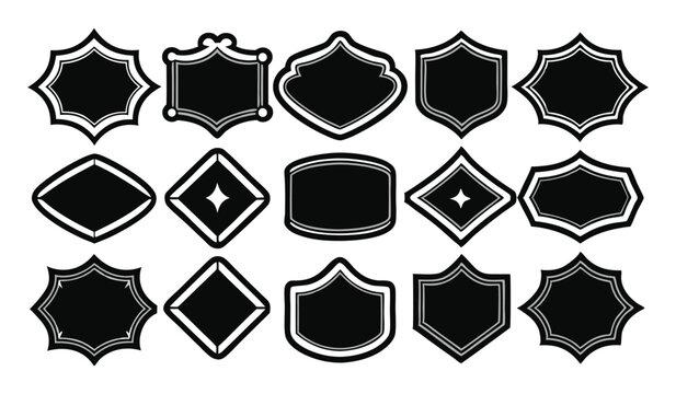 Blank Vintage Label Templates, Set of Retro Banners and Badge Shapes for Text On White Background