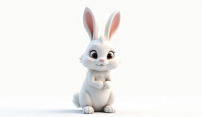 white rabbit on white background