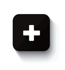Obraz premium Minimalist black icon featuring a white plus sign, symbolizing addition and enhancement.
