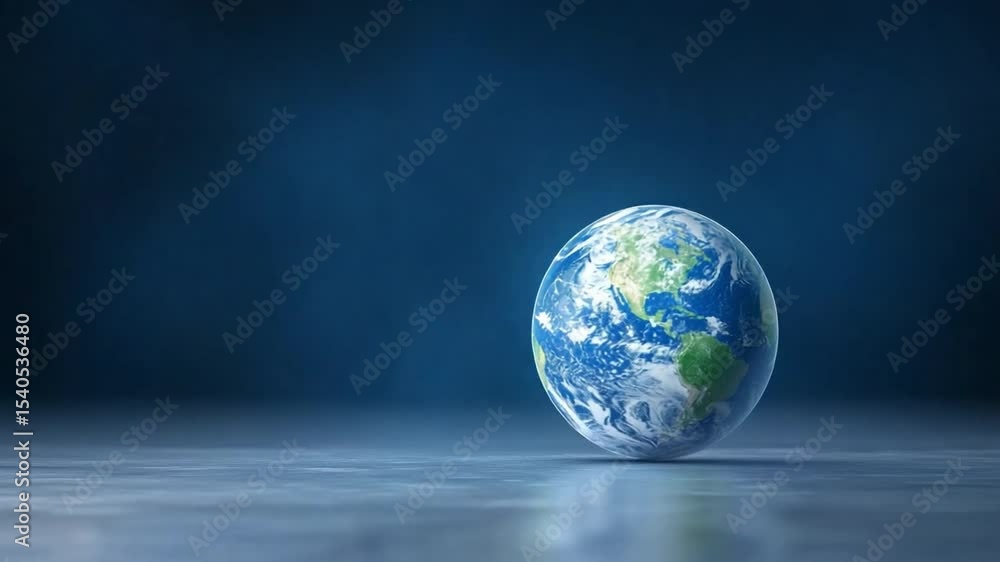 Poster our blue planet: a mesmerizing 3d rendering of planet earth, gleaming against a deep blue backdrop, 