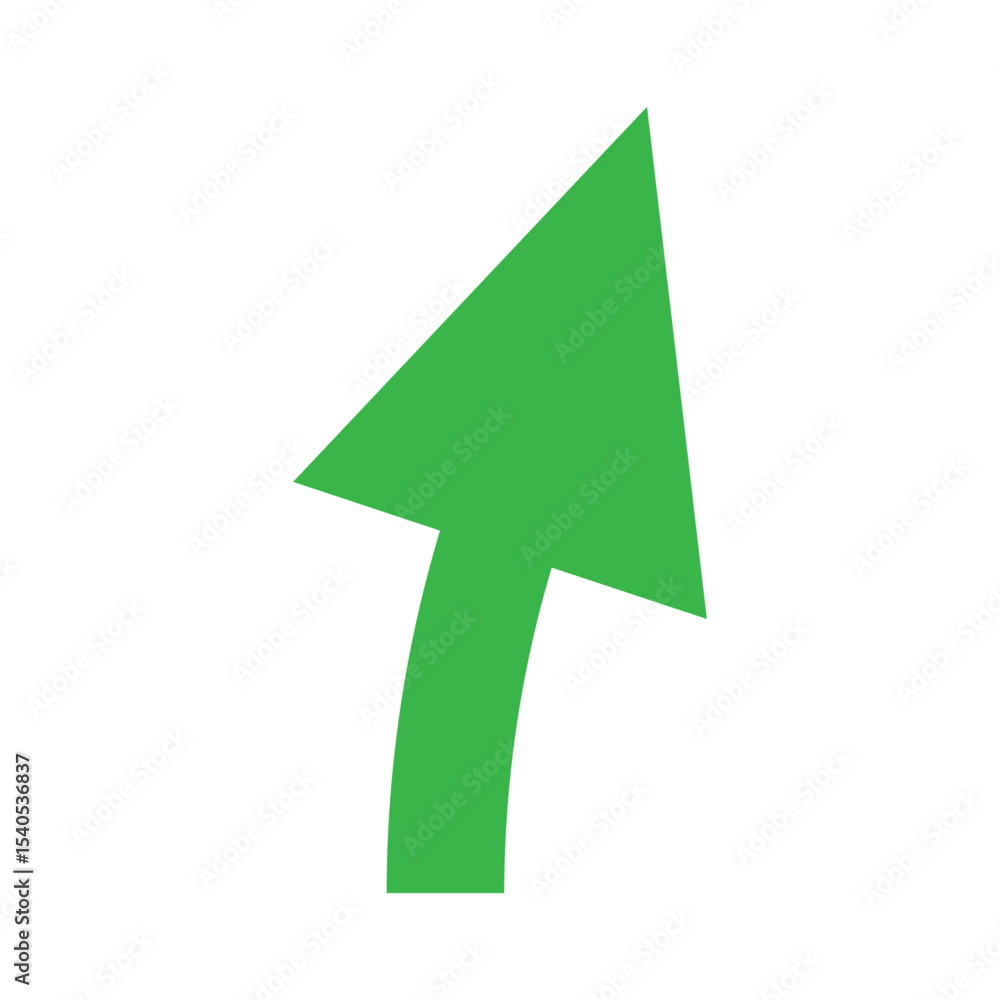 Poster green arrow cursor pointer icon pointing diagonally up and left on white background for web interfac
