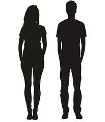 Silhouettes of a woman and man standing side by side.