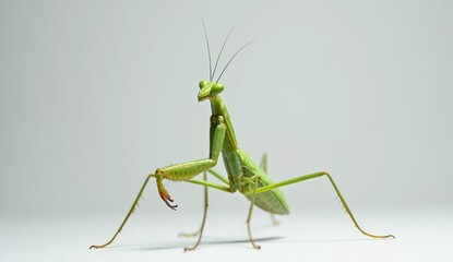 praying mantis on white background