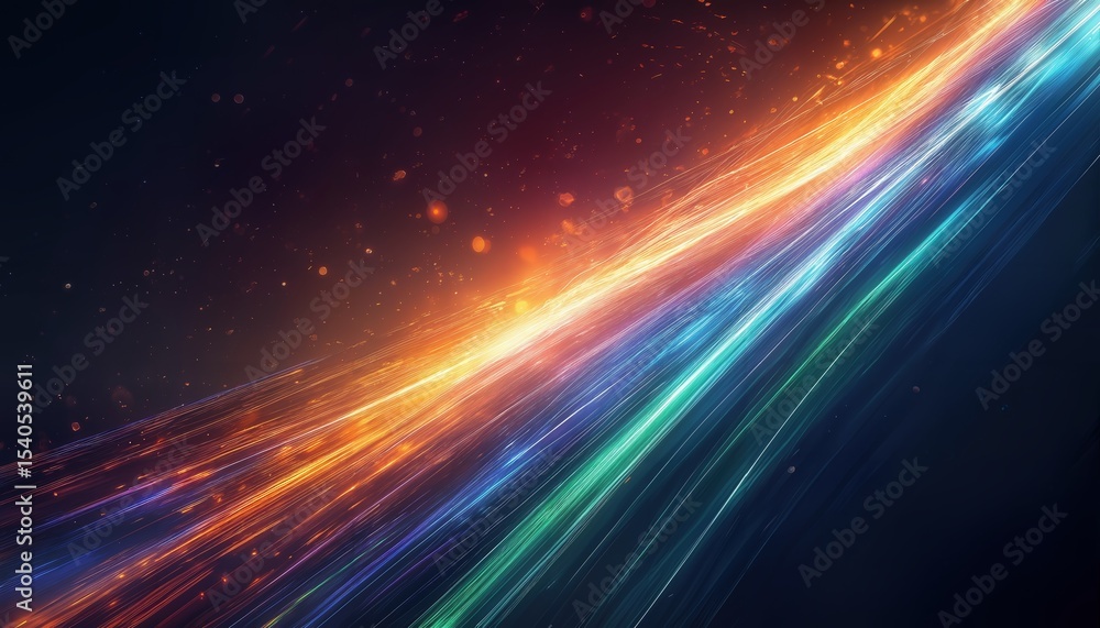 Poster a vibrant and dynamic abstract composition featuring a diagonal streak of glowing light and energy a