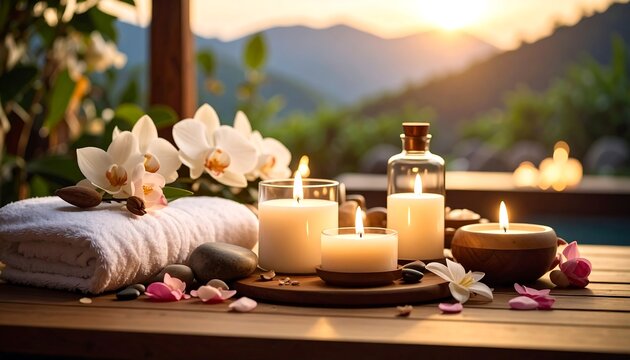 Sunset Spa Relaxation Candles  Orchids.