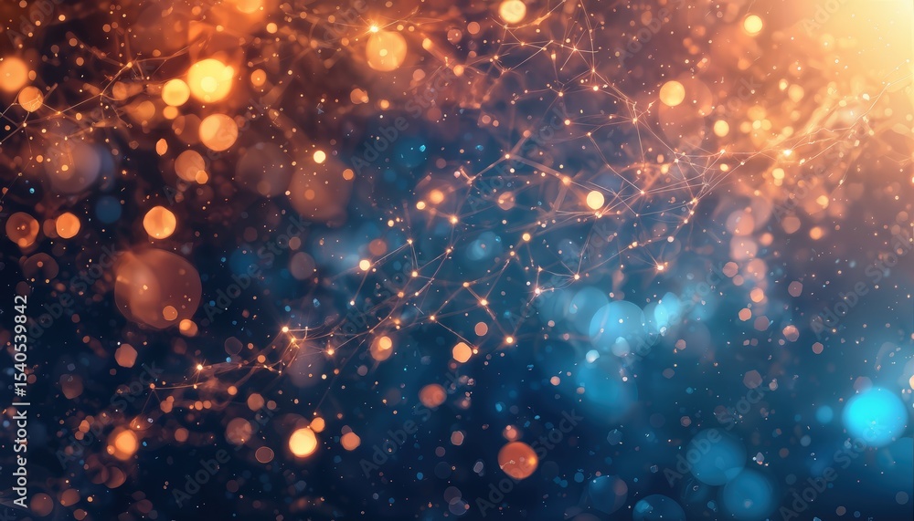 Aufkleber a vibrant abstract background features blurred bokeh lights and interconnected glowing lines forming