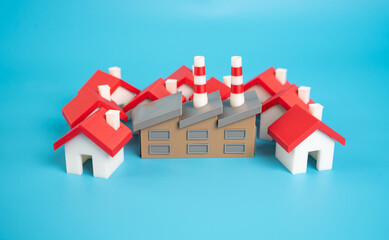 The factory is surrounded by houses. Residential infrastructure for workers. Single-industry towns...