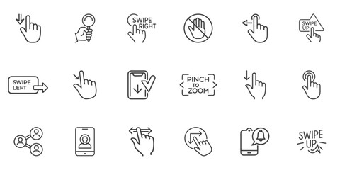Fototapeta premium Phone Gesture Icons Collection for UI/UX Design, Mobile App Development, User Guides and Website Navigation Instructions