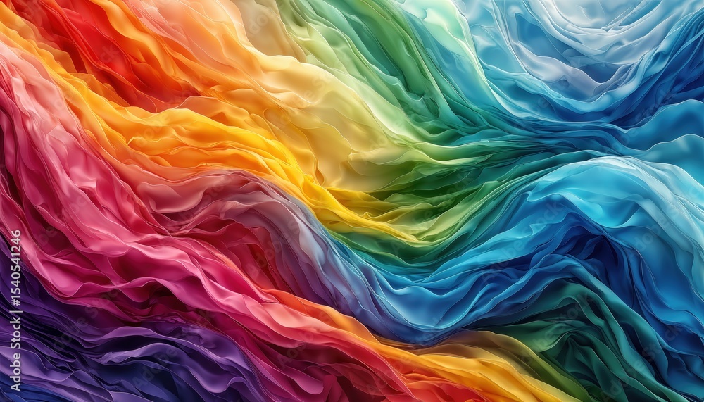 Poster a vibrant abstract flow of colorful silk fabric creates a dynamic and swirling pattern resembling wa