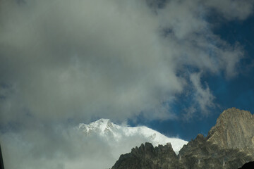 the view of the mont blanc mountain range on the sky way at punta hellbronner in courmayeur in the aosta valley in the summer months