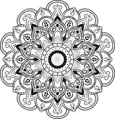 Fototapeta premium luxury-black-and-white-floral-mandala-design-decorative