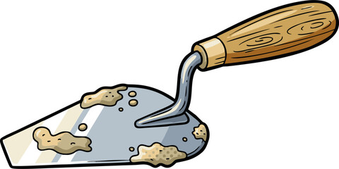 Cartoon Trowel with Construction Debris