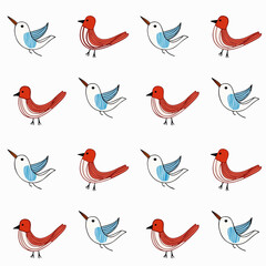 simple illustration on white background; isolated birds; repeating pattern